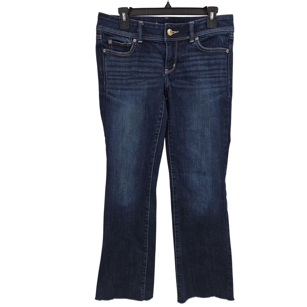 American Eagle Outfitters Jeans Women 8 Regular Blue Slim Boot Low Rise Raw Hem